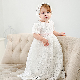 Baby Baptism Dress Embroidery Kids Party Wedding White Dress with Hat