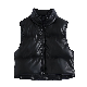  New Season Design Trending Stylish Popular Fall Autumn Zipper Black PU Ladies Puffer Padding Leather Vest