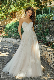  Simple Pleated Tulle A Line Detachable Long Sleeve Custom Made Wedding Gown