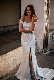  Custom Made off Shoulder Long Train High Slit Sequins Wholesale New Wedding Dress
