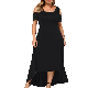 Custom Women Holiday Fashion Quarter Sleeve Ruffle Casual Dresses Spring Summer MIDI Cocktail Party Dress with Pocket