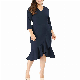  Wrap Cocktail V-Neck Ruffled MIDI Dress Valentines Plus Size Women′s Party Dresses Party Wear Dresses for Women