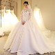  Long Sleeves Wedding Ball Gown Lace Satin Bridal Dress H14106