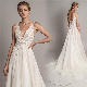  Lace Bridal Gowns Organza Sleeves Garden Beach Wedding Dress S791