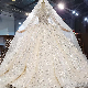  Yc317 White Round Neck Long Sleeve Open Back Shiny Plus Size Wedding Dress