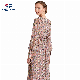  Custom Women Pink Floral Bridesmaid Wedding Party Maxi Sequin Evening Elegant Dress with Gold Bling