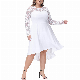  Plus Size Women Black Vintage Floral Lace Long Sleeve A Line Elegant Lady Cocktail Evening Party Dresses for Wedding Guest