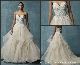  Champagne Bridal Ball Gown Strapless Lace Organza Wedding Dress M9012