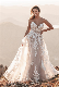 Elegant Long Train Lace Detachable Long Sleeve A Line Wedding Dresses