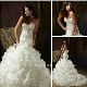  Mermaid Organza Bridal Ball Gown Crystal Puffy Wedding Dresses W201676