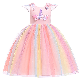  Children Unicorn Princess Flower Rainbow Baby Girl Wedding Party Dress