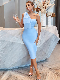  Summer Fashion Elegant Wedding One-Shoulder Mesh Bowknot Evening Club Party Bandage Dress