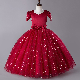  Wedding Dress Ball Gown Short Sleeve Kids Evening Gowns Girls Pageant Dress