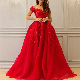  Short Sleeves Bridal Ball Gowns Custom Red Lace Tulle Wedding Dresses M8101