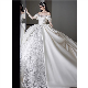 Customization Tulle Bridal Party Gowns Princess Lace Short Sleeve Shiny Bride Wedding Dresses
