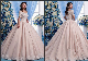  Lace Bridal Ball Gowns Short Sleeves Pink Wedding Dresses Lb52