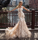  Mermaid Champagne Bridal Gowns 3D Flowers Lace Wedding Dress Wd92