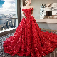  Red Wedding Dress Lace Bridal Ball Gown Feather Llike Bridal Dresses H988
