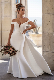  Fashion off Shoulder Plunging V Neck Satin Detachable Long Train Mermaid Wedding Dresses