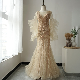 Lace Prom Party Gowns Beading Crystal Feather Evening Dress W201715