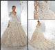  Long Sleeves Bridal Gowns V-Neckline Lace Champagne Wedding Dresses A164