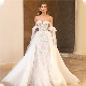  Customization Tulle Bridal Party Gowns Princess Lace Short Sleeve Shiny Bride Wedding Dresses