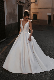  Sleeveless Plunging V Neckline A Line Long Train Satin Affordable Wedding Dresses
