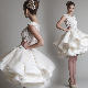  Short Bridal Gown Lace Organza Knee Length Wedding Dress W776