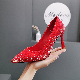  Zonxandesigner Dress Shoes Machs Wedding Party Women Shoes 10cm Silk Satin Double Bow Crystal with Box Sandals Womens High Heel White Black Reflective Stiletto