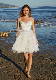 Sleeveless Spaghetti Strap Satin Bodice Feathers Skirt Short Handmade Wedding Dresses