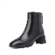  Shiny Oil Leather Block Heel Warm Short Boots Lady Shoes Seasonal Ankle Women Boots
