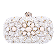  White Crystal Pearls Clutch Purse Bag Chain Wedding Evening Party Bag