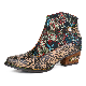  Bohemian Women Fashion Embroidery Flower Shoes Genuine Leather Boots