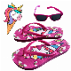  High Quality Customized Women Ladies Slides Sunmer PU Beach Flip Flops with Sunglasses