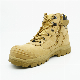  Wheat Nubuck Upper Mesh Lining Side Ykk Zip TPU Toe Cap Lace up Steel Toe Safety Shoe Boots Footwear
