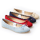  Basic Fabric Upper Popular Printing Soft Insole Elastic Bow Flat Ballrina Shoes