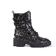 Embossed Croco Leather Upper Straps with Lace Ladies Jump Boot Women Shoes