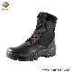  Black Leather Military Style Combat Boots with Slip-Resistant Rubber Outsole (WCB014)