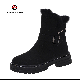  Lady High Knee Faux Fur Three Buttons Warm Wool Felt Winter Snow Boots Ex-23h8150