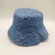  Denim and Pink Cap Reversible Inner Layer Embroidered Holes Bucket Hat