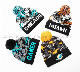  Custom Fans Beanie Cap with Jacquared Logos on Knitted Hat