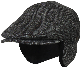Wholesale Custom Grey 100% Wool Herringbone Winter IVY Cabbie Hat with Fleece Earflaps - Driving Hat