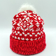  Winter Warm Soft Red Jacquard Snow Pattern Christmas Knitted Beanie Hats with POM POM