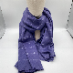  Fashion Wholesale Stripe Winter Twill Brushed Scarf Purple Knitted Plain Cashmere Long Scarf with Fringes