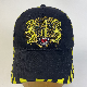  Black 100% Cotton 6 Panel Unisex Custom Embroidered Fitted Baseball Caps and Base Ball Hats