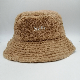  Wholesale Fashion Fall Winter Warm Fisherman Hats Flat Wide Brim Solid Color Faux Rabbit Fur Plush Bucket Hat for Women