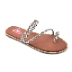  Summer Flat Bottom Shiny Women′s Rhinestone Slippers Hot Beach Shoes