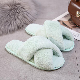 Autumn Winter Fashion Woman Rabbit Fur Indoor Plush Cross Open Toes Slippers