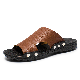  Fashion Soft PU Leather Upper Non Slip Sole Rivet Custom Logo Stock Sandals Slide Slippers for Men
