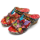  Customize Contrast Flower Non-Slip Rubber Sole Leather Slipper